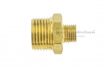 ข้อต่อตรงทองเหลือง เกลียวมิล x เกลียวมิล (เกลียวนอก x เกลียวนอก) ขนาด M18x1.5 x M10x1.0