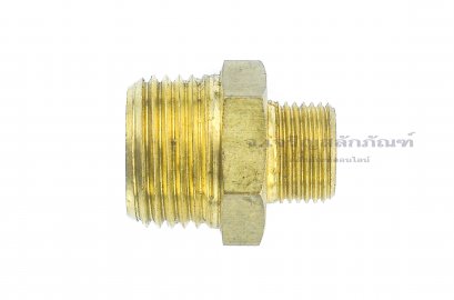 ข้อต่อตรงทองเหลือง เกลียวมิล x เกลียวมิล (เกลียวนอก x เกลียวนอก) ขนาด M18x1.5 x M12x1.0
