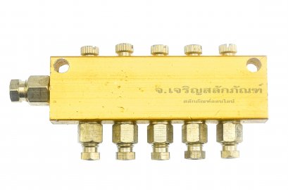 ข้อต่อรวม - หัวจ่ายจารบีน้ำมันหล่อลื่นแบบตาไก่เสียบสาย 6 ทาง รูเข้า 6 mm x รูออก 4 mm