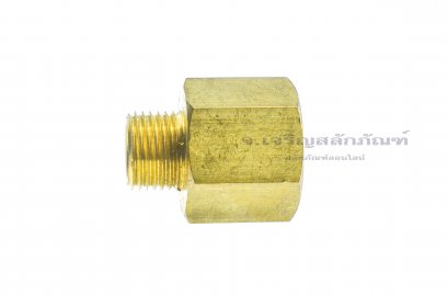 ข้อต่อตรงทองเหลือง เกลียวมิล x เกลียวแป๊ป (เกลียวนอก x เกลียวใน) M16x1.5 x 1/2&quot;