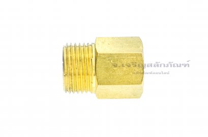 ข้อต่อตรงทองเหลือง เกลียวมิล x เกลียวแป๊ป (เกลียวนอก x เกลียวใน) M18x1.5 x 1/4&quot;
