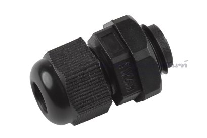 [E] เคเบิ้ลแกลนด์ Cable Gland พลาสติกไนล่อนกันน้ำ สีดำ M12x1.50 รูล็อกสายไฟ 6.3 mm