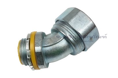 [E] คอนเนคเตอร์เฟล็กกันน้ำ ข้องอ 45&deg; ซิงค์อัลลอย DPJ-&phi;16-G1/2" (ขั้วต่อ 4 หุน) รูล็อกสาย 14.7 mm