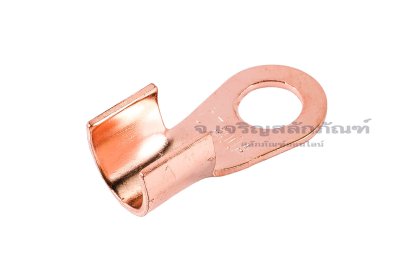 [E] หางปลาขั้วต่อแบต ทองแดง เกรดหนามาตรฐาน OT-400A ความกว้างแกนล็อกสายไฟ 17.8 mm ยาว 17.6 mm รูยึด 14.3 mm