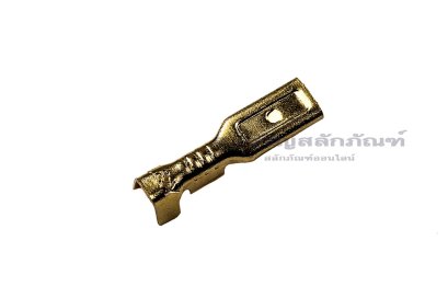 [E] หางปลาแบน เปลือย ทองเหลือง ตัวเมีย 2.8 mm ความกว้างหัวล็อก 4 mm ความกว้างแกนล็อกสายไฟ 2 mm ยาว 6.2 mm