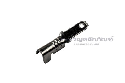 [E] หางปลาแบน เปลือย ทองเหลืองชุบดีบุก ตัวเมีย 2.8 mm ความกว้างหัวล็อก 2.9 mm ความกว้างแกนล็อกสายไฟ 2 mm ยาว 7.6 mm