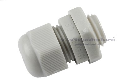 [E] เคเบิ้ลแกลนด์ Cable Gland พลาสติกไนล่อนกันน้ำ สีเทาขาว M14x1.50 รูล็อกสายไฟ 8.5 mm