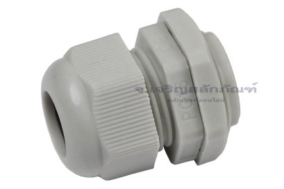 [E] เคเบิ้ลแกลนด์ Cable Gland พลาสติกไนล่อนกันน้ำ สีเทาขาว PG16 รูล็อกสายไฟ 14.9 mm