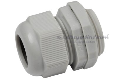 [E] เคเบิ้ลแกลนด์ Cable Gland พลาสติกไนล่อนกันน้ำ สีเทาขาว PG21 รูล็อกสายไฟ 19.2 mm