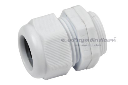 [E] เคเบิ้ลแกลนด์ Cable Gland พลาสติกไนล่อนกันน้ำ สีขาว PG24 รูล็อกสายไฟ 23 mm