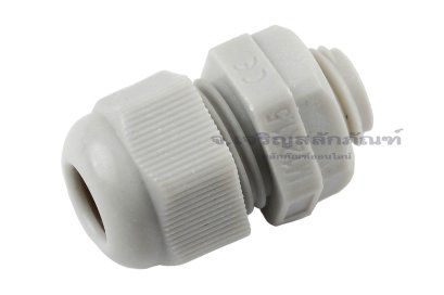 [E] เคเบิ้ลแกลนด์ Cable Gland พลาสติกไนล่อนกันน้ำ หัวใหญ่ สีเทาขาว M12x1.50 รูล็อกสายไฟ 9.5 mm