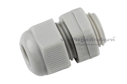 [E] เคเบิ้ลแกลนด์ Cable Gland พลาสติกไนล่อนกันน้ำ หัวใหญ่ สีเทาขาว M16x1.50 รูล็อกสายไฟ 11 mm
