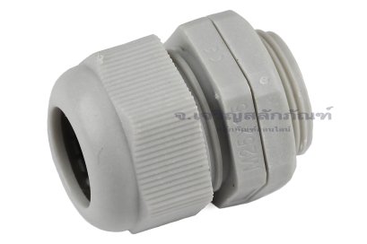 [E] เคเบิ้ลแกลนด์ Cable Gland พลาสติกไนล่อนกันน้ำ หัวใหญ่ สีเทาขาว M25x1.50 รูล็อกสายไฟ 19.9 mm