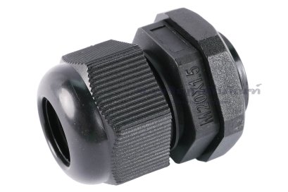 [E] เคเบิ้ลแกลนด์ Cable Gland พลาสติกไนล่อนกันน้ำ สีดำ M20x1.50 รูล็อกสายไฟ 12.5 mm