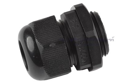[E] เคเบิ้ลแกลนด์ Cable Gland พลาสติกไนล่อนกันน้ำ สีดำ M22x1.50 รูล็อกสายไฟ 14.2 mm