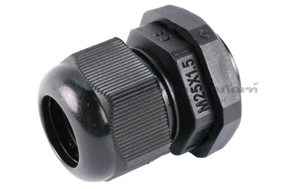 [E] เคเบิ้ลแกลนด์ Cable Gland พลาสติกไนล่อนกันน้ำ สีดำ M25x1.50 รูล็อกสายไฟ 15.1 mm