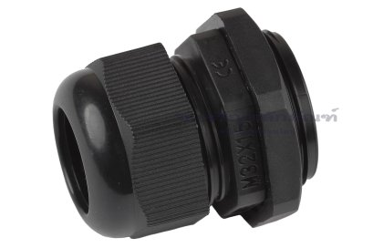 [E] เคเบิ้ลแกลนด์ Cable Gland พลาสติกไนล่อนกันน้ำ สีดำ M32x1.50 รูล็อกสายไฟ 21.5 mm