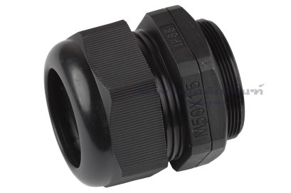 [E] เคเบิ้ลแกลนด์ Cable Gland พลาสติกไนล่อนกันน้ำ สีดำ M50x1.50 รูล็อกสายไฟ 41.4 mm