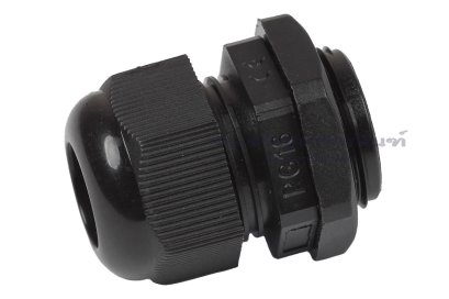[E] เคเบิ้ลแกลนด์ Cable Gland พลาสติกไนล่อนกันน้ำ สีดำ PG16 รูล็อกสายไฟ 15 mm