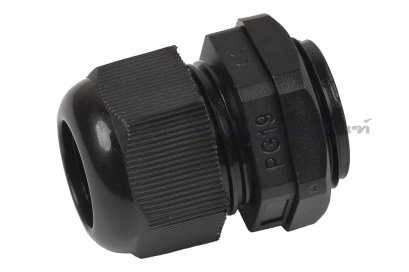 [E] เคเบิ้ลแกลนด์ Cable Gland พลาสติกไนล่อนกันน้ำ สีดำ PG19 รูล็อกสายไฟ 16 mm