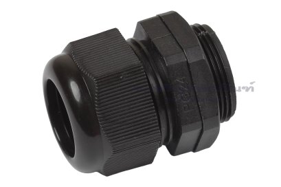 [E] เคเบิ้ลแกลนด์ Cable Gland พลาสติกไนล่อนกันน้ำ สีดำ PG24 รูล็อกสายไฟ 23 mm