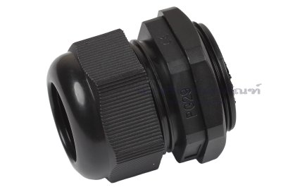 [E] เคเบิ้ลแกลนด์ Cable Gland พลาสติกไนล่อนกันน้ำ สีดำ PG29 รูล็อกสายไฟ 27.6 mm