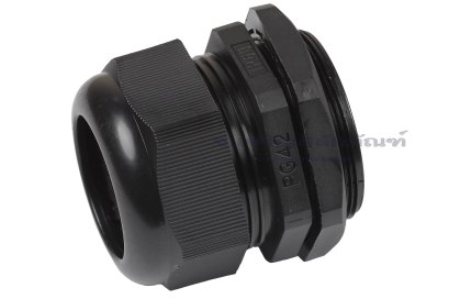 [E] เคเบิ้ลแกลนด์ Cable Gland พลาสติกไนล่อนกันน้ำ สีดำ PG42 รูล็อกสายไฟ 40.7 mm