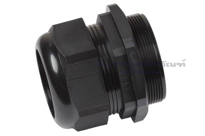 [E] เคเบิ้ลแกลนด์ Cable Gland พลาสติกไนล่อนกันน้ำ สีดำ PG63 รูล็อกสายไฟ 54.9 mm