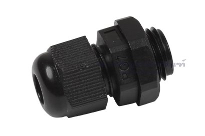 [E] เคเบิ้ลแกลนด์ Cable Gland พลาสติกไนล่อนกันน้ำ สีดำ PG7 รูล็อกสายไฟ 7 mm
