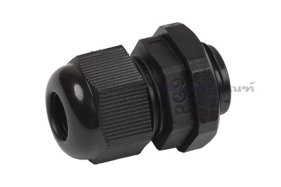 [E] เคเบิ้ลแกลนด์ Cable Gland พลาสติกไนล่อนกันน้ำ สีดำ PG9 รูล็อกสายไฟ 9.3 mm