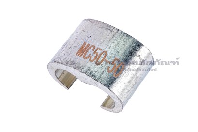 [E] แคลมป์เชื่อมต่อสายไฟ รูปตัว M ทองแดงเคลือบดีบุก MC 50-50 ความกว้างในแคลมป์สำหรับใส่สายไฟ 23 mm ความยาว 20 mm
