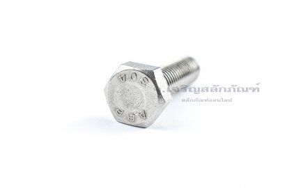 น็อตหัวเหลี่ยมสแตนเลส Stainless Steel Hex Bolt 1/2&quot;x2&quot; เกลียว 12