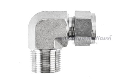 ข้อต่อตาไก่สแตนเลสเกรด 316L แบบงอ 90° (เกลียวนอก x เสียบสาย) 3/4" x 5/8" (เสียบท่อวงนอก 15.88 mm)