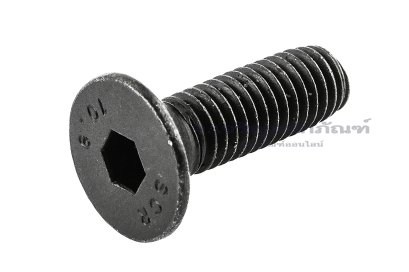 น็อตหัวจมเตเปอร์ดำ M5x16 เกรด 10.9 เกลียวตลอด เกลียวซ้าย