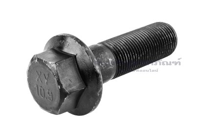 น็อตหัวเหลี่ยมดำแบบติดจาน M18x1.5x60 เกรด 10.9 เกลียวไม่ตลอด