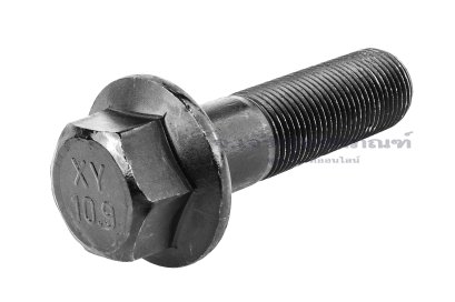 น็อตหัวเหลี่ยมดำแบบติดจาน M18x1.5x65 เกรด 10.9 เกลียวไม่ตลอด