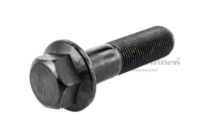 น็อตหัวเหลี่ยมดำแบบติดจาน M18x1.5x70 เกรด 10.9 เกลียวไม่ตลอด