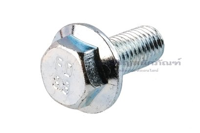 น็อตหัวเหลี่ยมแบบติดจานเหล็กชุบซิ้งค์ M10x25 เกรด 8.8 เกลียวตลอด