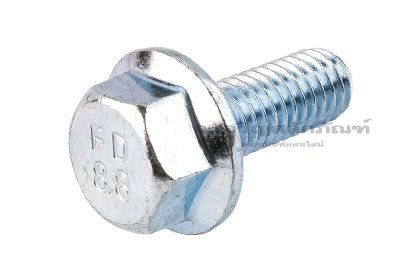 น็อตหัวเหลี่ยมแบบติดจานเหล็กชุบซิ้งค์ M6x16 เกรด 8.8 เกลียวตลอด