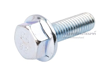 น็อตหัวเหลี่ยมแบบติดจานเหล็กชุบซิ้งค์ M6x20 เกรด 8.8 เกลียวตลอด