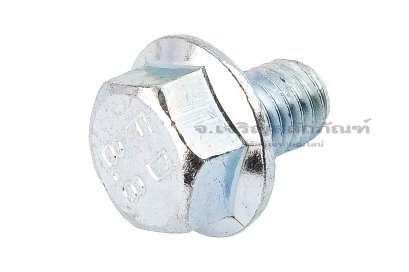น็อตหัวเหลี่ยมแบบติดจานเหล็กชุบซิ้งค์ M8x12 เกรด 8.8 เกลียวตลอด