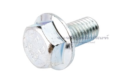 น็อตหัวเหลี่ยมแบบติดจานเหล็กชุบซิ้งค์ M8x16 เกรด 8.8 เกลียวตลอด