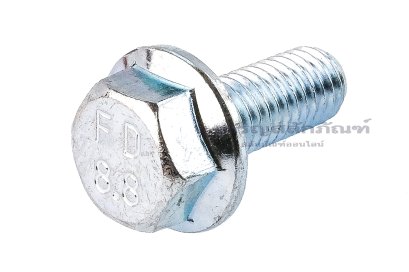 น็อตหัวเหลี่ยมแบบติดจานเหล็กชุบซิ้งค์ M8x20 เกรด 8.8 เกลียวตลอด