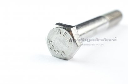 น็อตหัวเหลี่ยมสแตนเลส Stainless Steel Hex Bolt M12x80 เกลียวไม่ตลอด