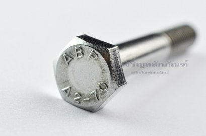 น็อตหัวเหลี่ยมสแตนเลส Stainless Steel Hex Bolt M10x65 เกลียวไม่ตลอด