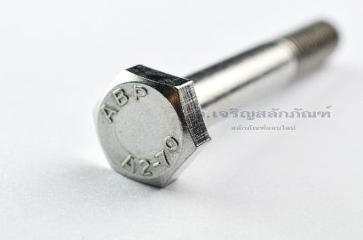 น็อตหัวเหลี่ยมสแตนเลส Stainless Steel Hex Bolt M10x70 เกลียวไม่ตลอด