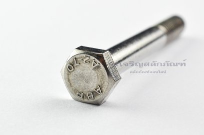 น็อตหัวเหลี่ยมสแตนเลส Stainless Steel Hex Bolt M10x80 เกลียวไม่ตลอด
