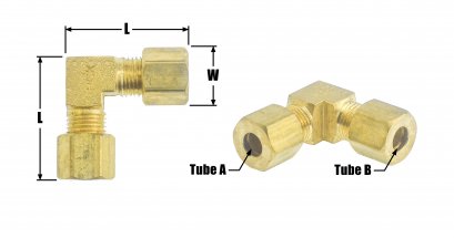 ข้อต่อตาไก่ทองเหลืองแบบงอ 90° (เสียบสาย x เสียบสาย) 3/8&quot;x3/8&quot;