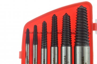 ชุดถอนเกลียวซ้าย 6 ตัวชุด ตัวบ่งน็อตขาดคา ตัวคว้านน็อต สำหรับน็อตขนาด 3 - 18 mm