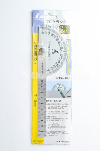 จานวัดองศา Protractor สแตนเลส SHINWA NO.19